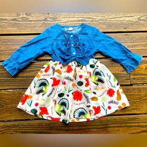 🦃 Thanksgiving holiday dress girls 3T turkeys 🦃
